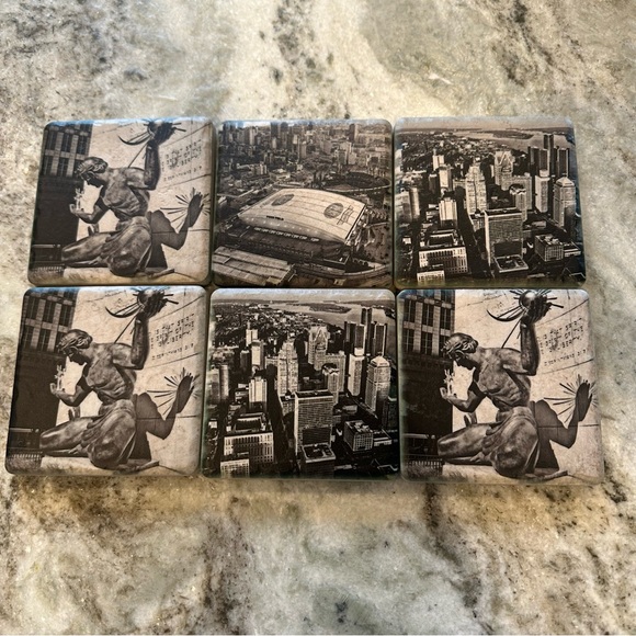 Detroit Coaster Company Other - Detroit Michigan Coaster Company Set of 6 Ceramic Coasters